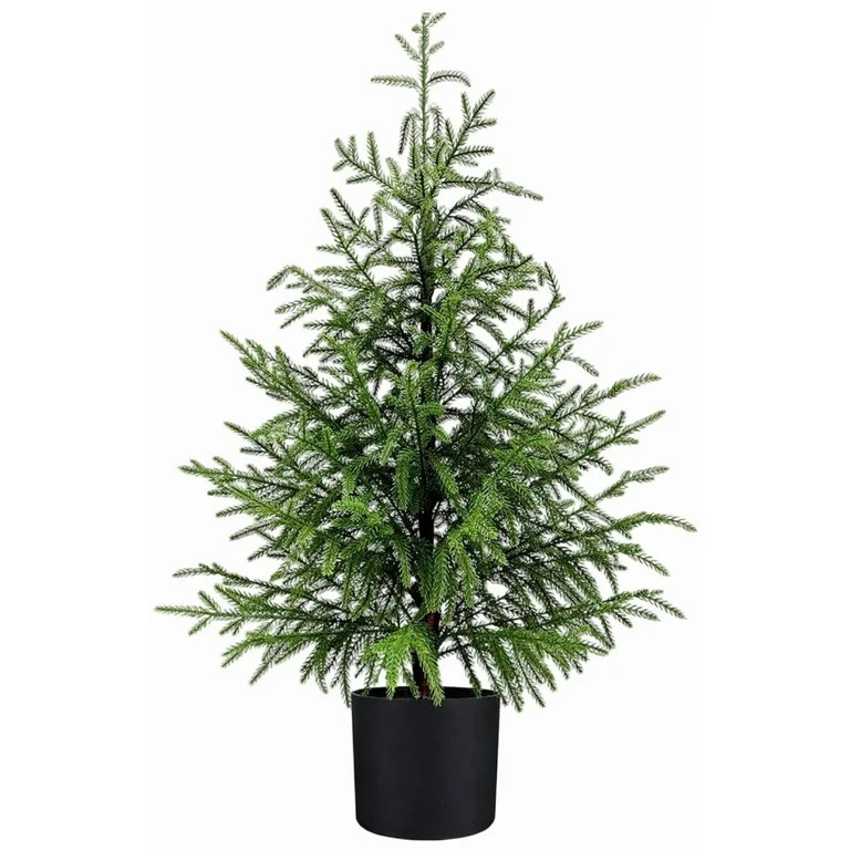 24" Norfolk Pine Tree Real Touch Artificial Small Christmas Tree with Pot for Front Porch for Out... | Walmart (US)