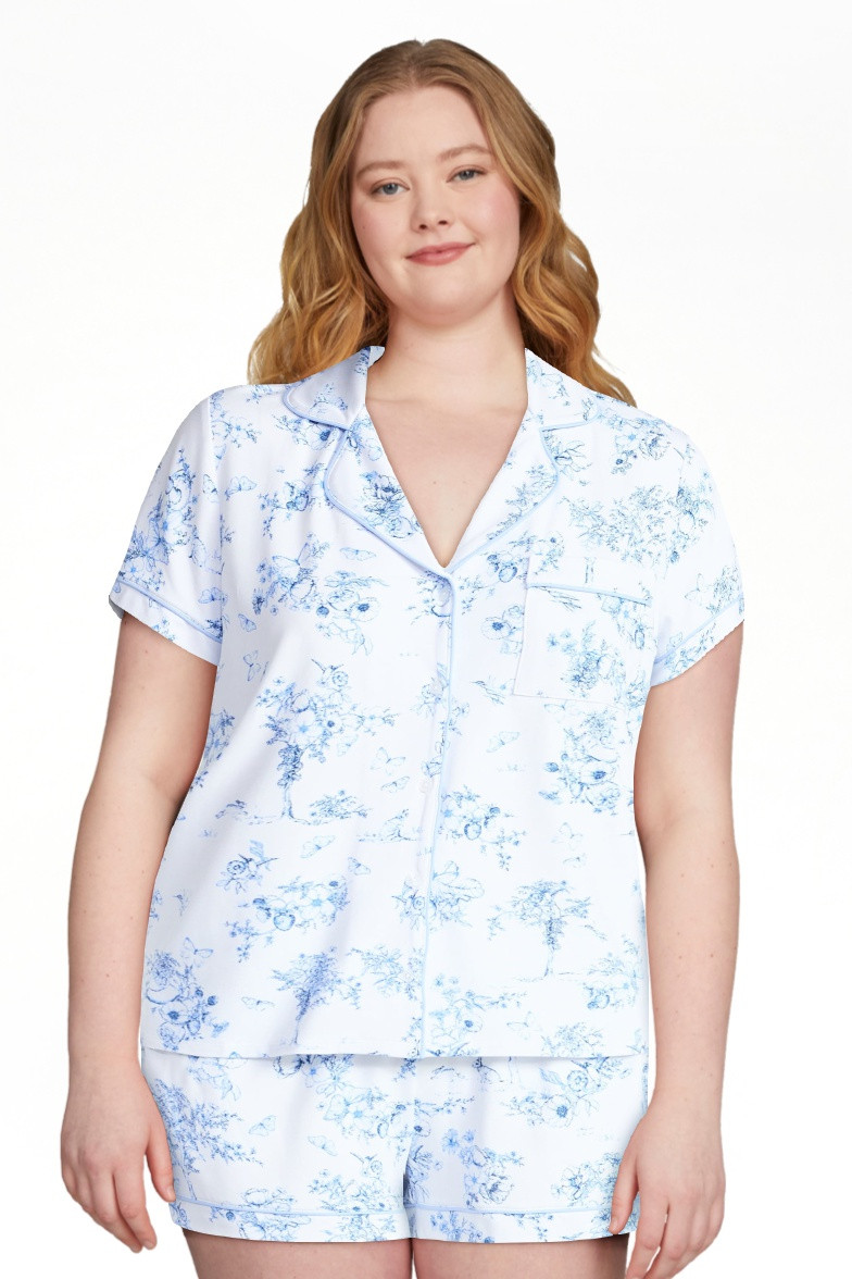 Joyspun Women's Dreamy Soft Collection Notch Collar Top and Shorts Pajama Set, 2-Piece, Sizes XS-... | Walmart (US)
