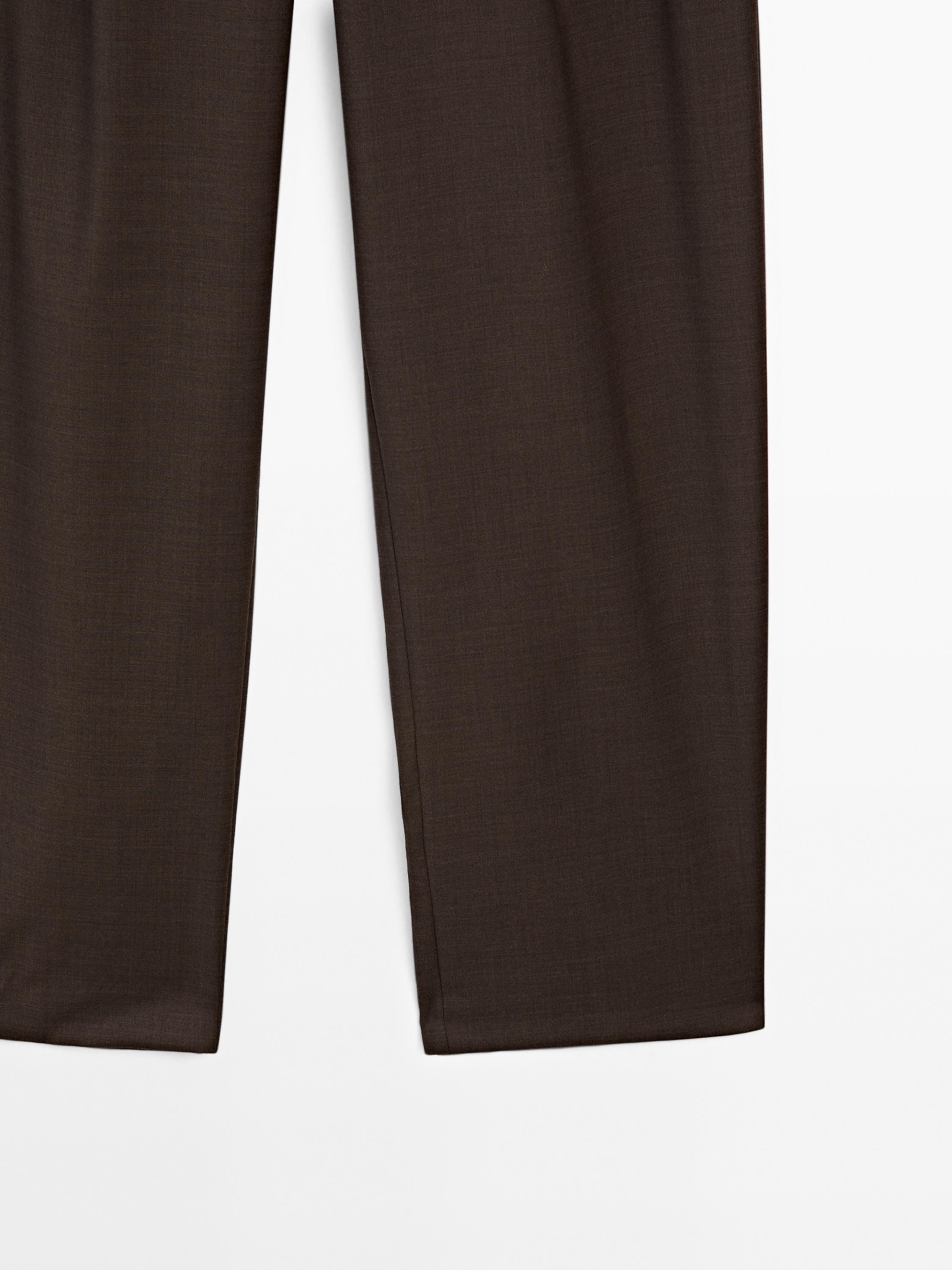 100% wool wide-leg darted trousers - STUDIO | Massimo Dutti UK