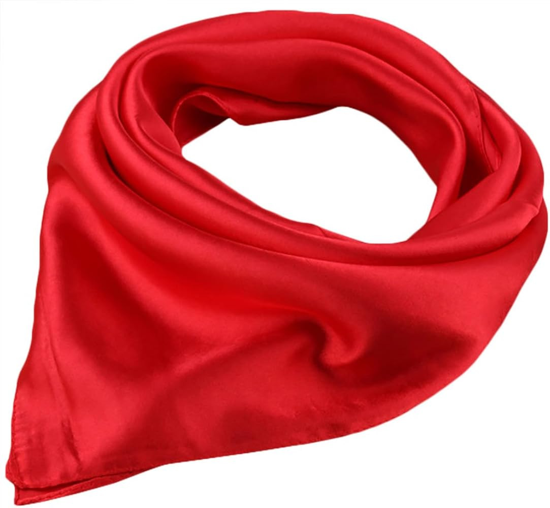 X&F Women's Solid Stain Charmeuse Neckerchief Square Scarf 23" * 23" | Amazon (US)