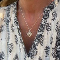 sterling Silver Sun Medallion Necklace | Round Filigree Pendant Mandala Gift For Women | Etsy (US)