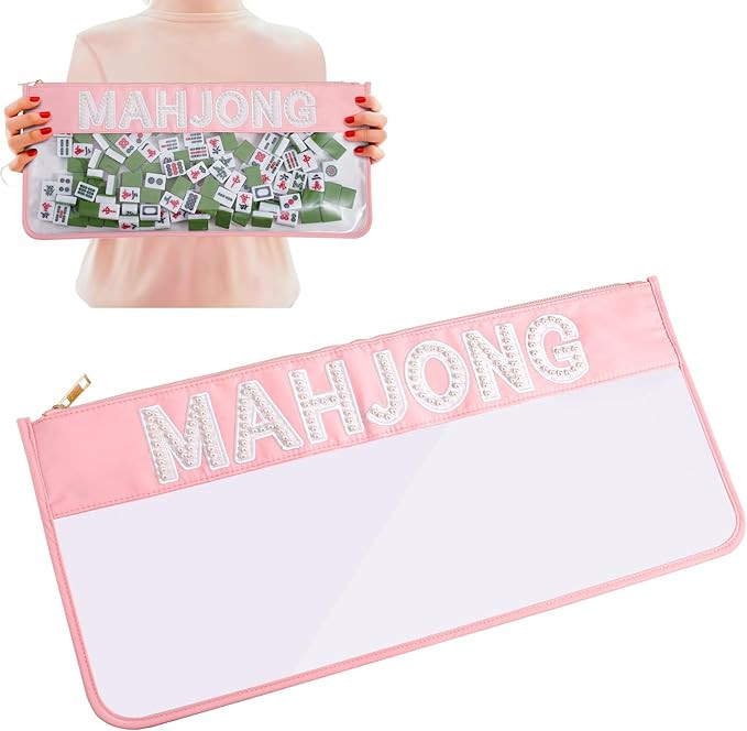 Empty Mahjong Tile Bag with Zipper – Waterproof Nylon & Clear PVC Mahjong Carrying Case for 166... | Amazon (US)
