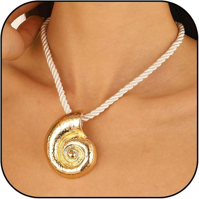 Dcfywl731 Starfish Necklace for Women Gold Shell Pendant Necklaces Seashell Charm Necklace Boho P... | Amazon (US)
