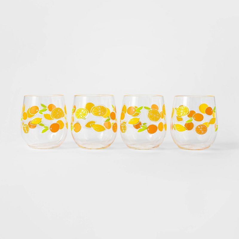 14oz 4pk Plastic Citrus Stemless Wine Glasses - Sun Squad&#8482; | Target