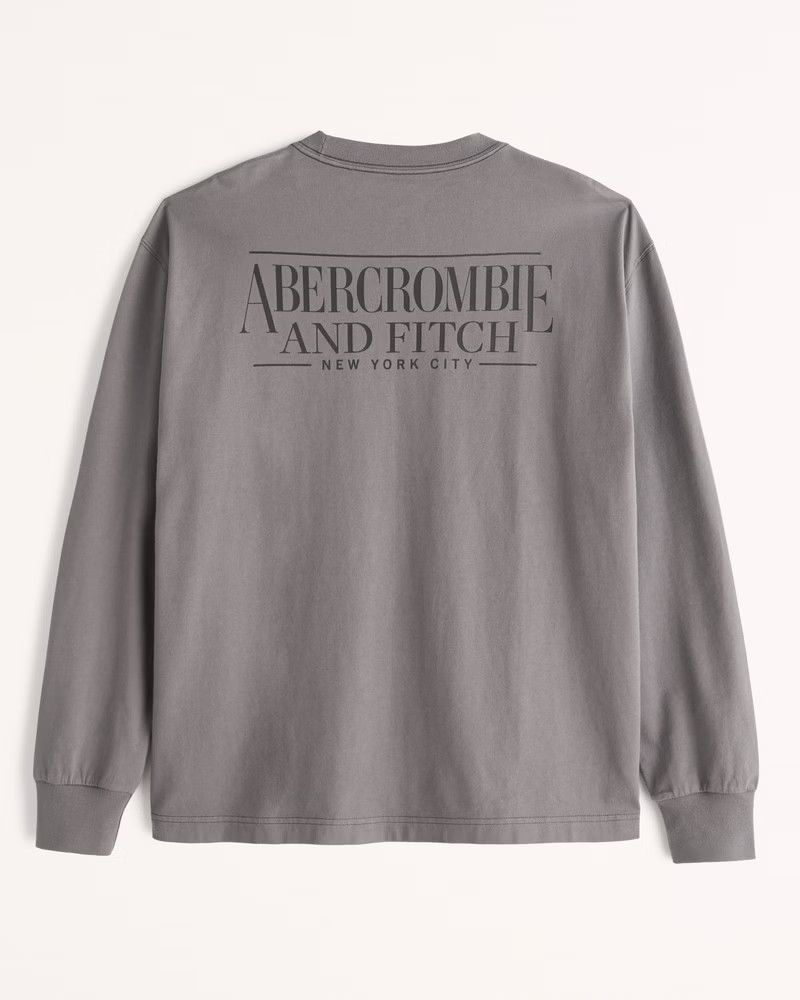 Men's Oversized Long-Sleeve Heavyweight Logo Graphic | Men's Clearance - New Styles Added | Aberc... | Abercrombie & Fitch (US)
