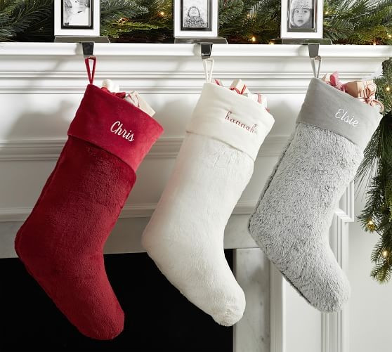 Personalized Faux Fur Plush Stockings | Pottery Barn (US)