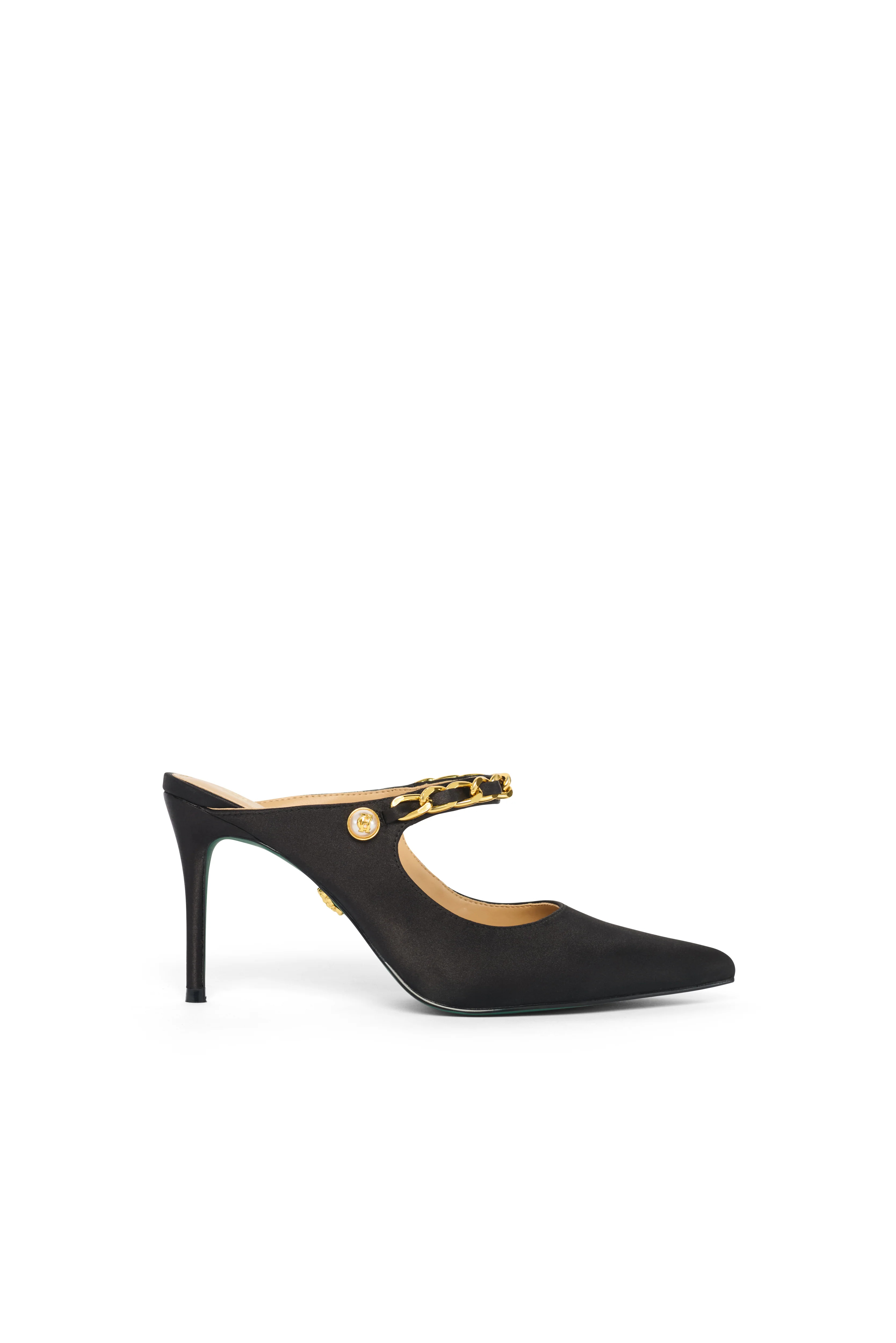 Regency Satin Pearl Stiletto (Black Satin) | Holland Cooper