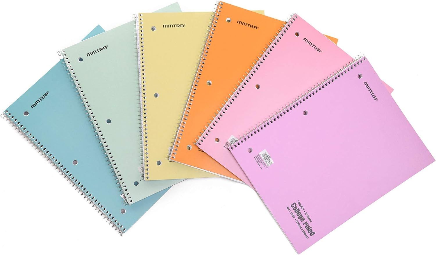 Mintra Office Spiral Notebooks Mintra Office Spiral Notebooks - Pastel, College Ruled, 6 Pack, Fo... | Amazon (US)