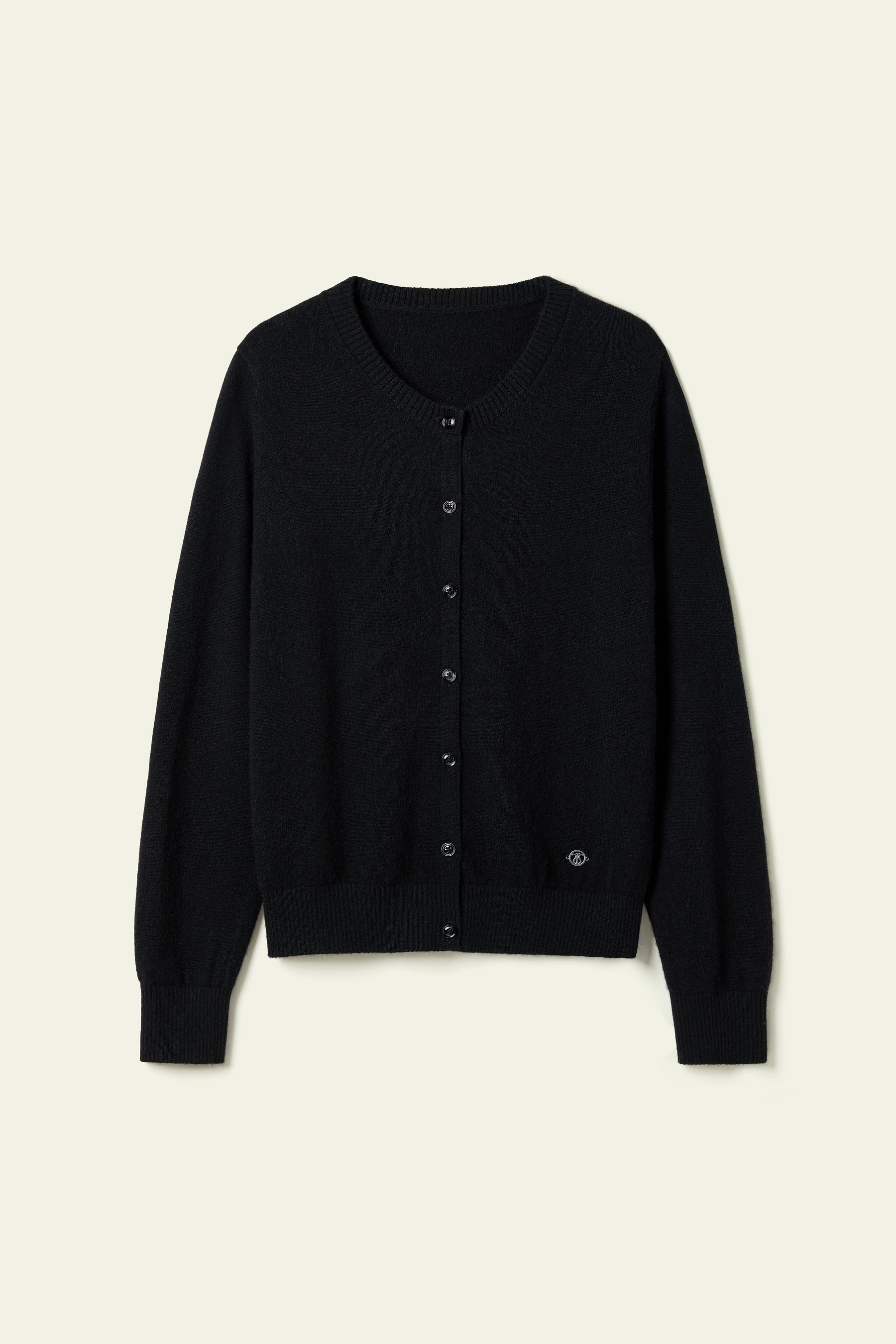 Cashmere Fitted Crew Neck Cardigan | LILYSILK