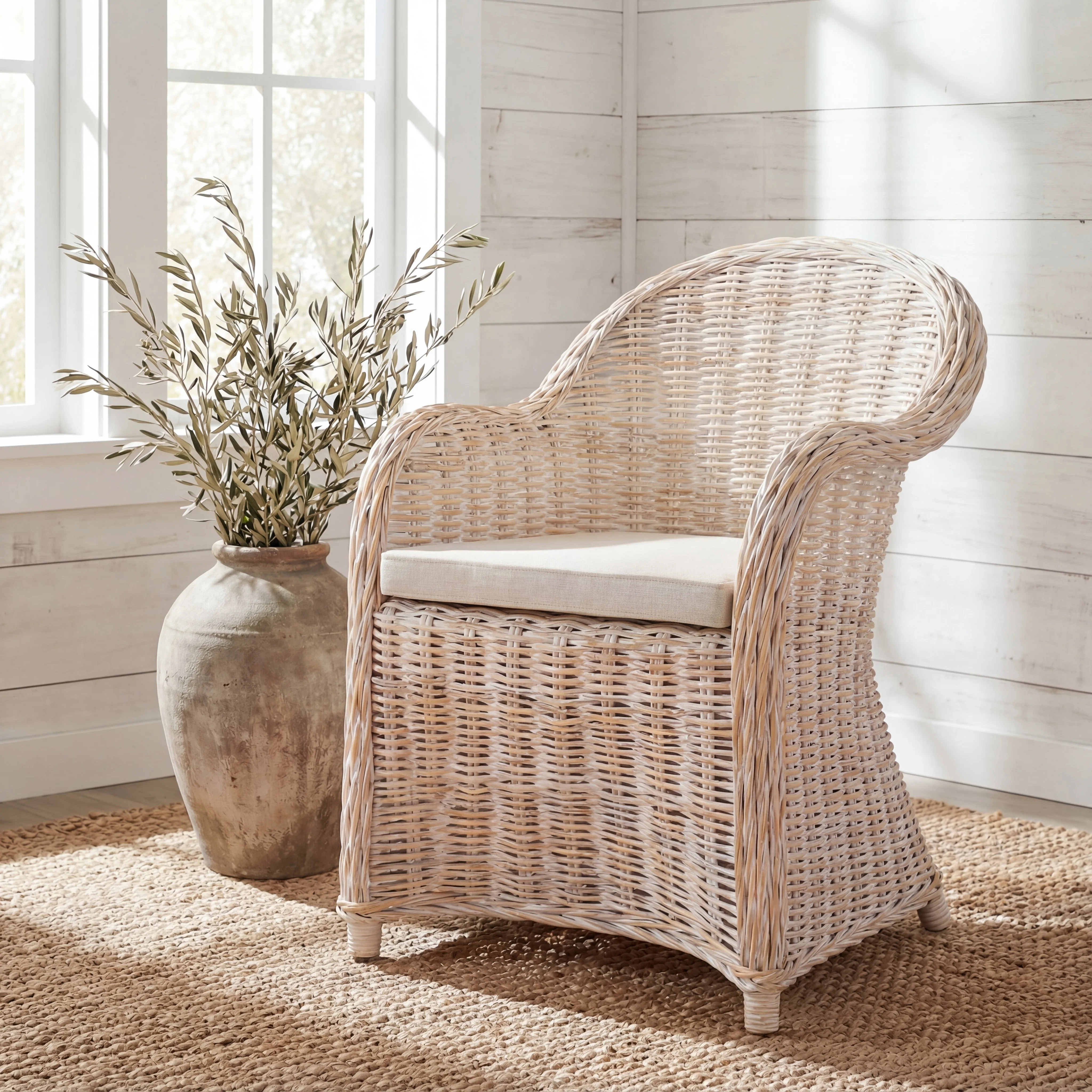 Safavieh Callista Wicker Club Chair, White Wash | Walmart (US)