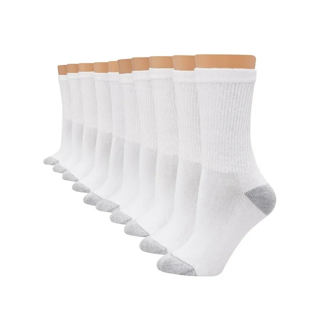 Hanes Women's Athletic Crew Socks, Full Sole Cushion, 10-Pairs White Size 10-12 - Walmart.com | Walmart (US)