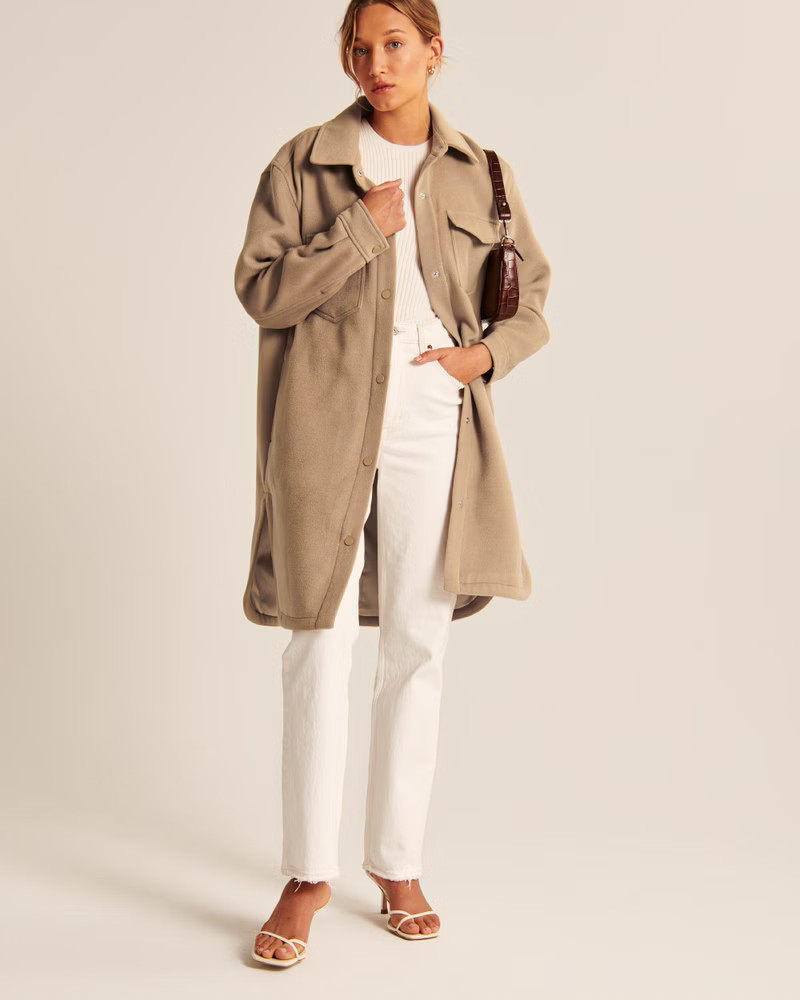 Long Cozy Shirt Jacket | Abercrombie & Fitch (US)