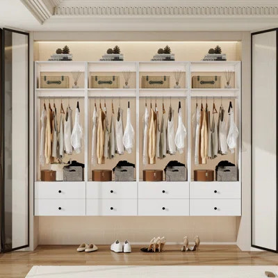 Built in Closet Organizer Systems: Walk-in Closet Organizer System with 8 Drawers, 4 Shelves and 4 Hangingrods for Bedroom | Wayfair North America