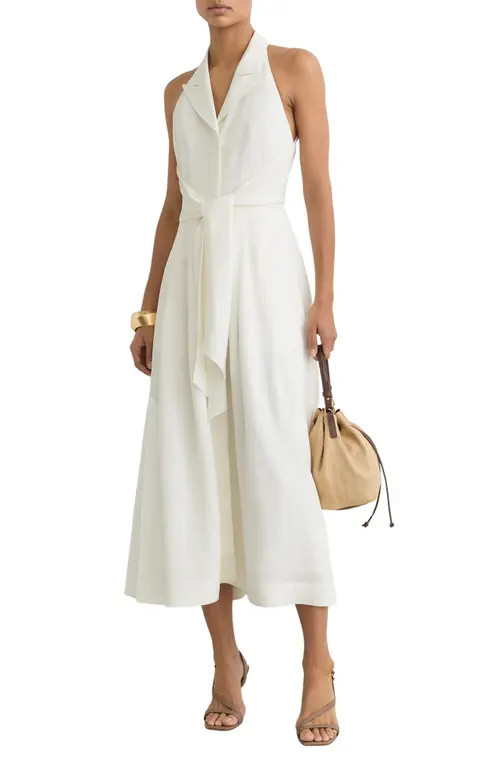 Reiss Tor Tie Waist Sleeveless Maxi Dress in Ivory at Nordstrom, Size 10 Us | Nordstrom