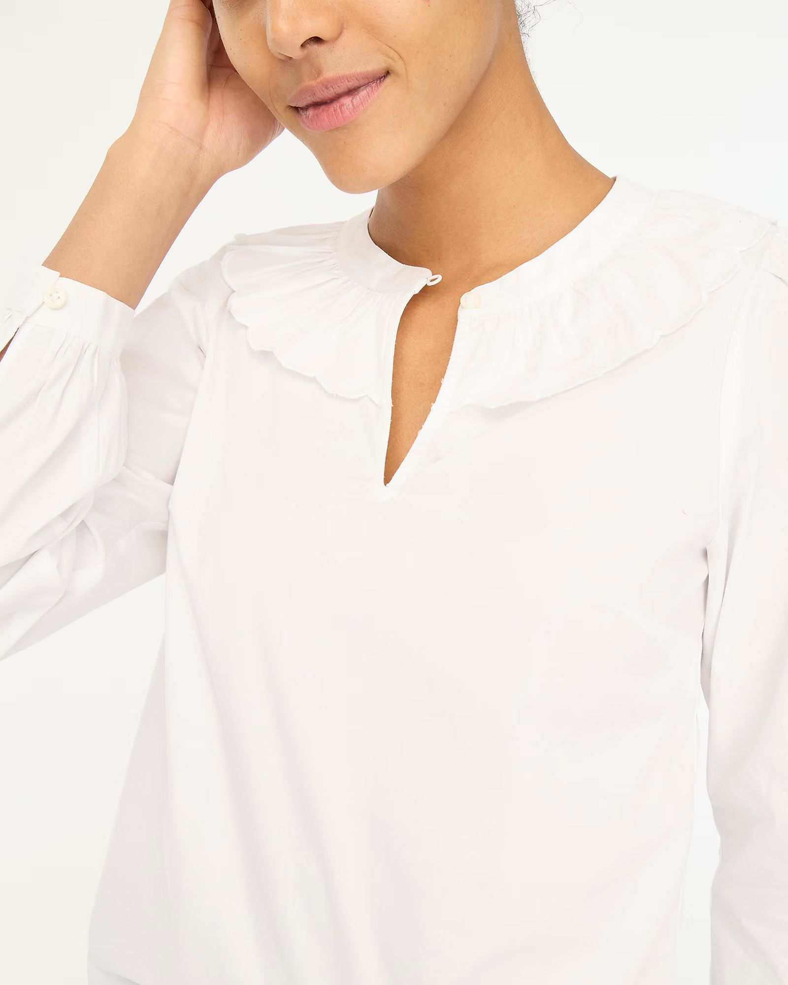 Scalloped ruffle-collar top | J.Crew Factory