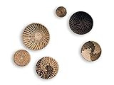 Set 6 Wall Hanging Plate, Wall Basket Set, Boho wall art, Set of 6 wall baskets, Wicker Bowl, Africa | Amazon (US)
