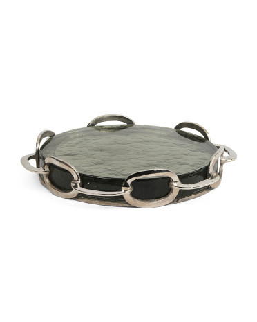 16in Thick Glass Link Decorative Tray | TJ Maxx
