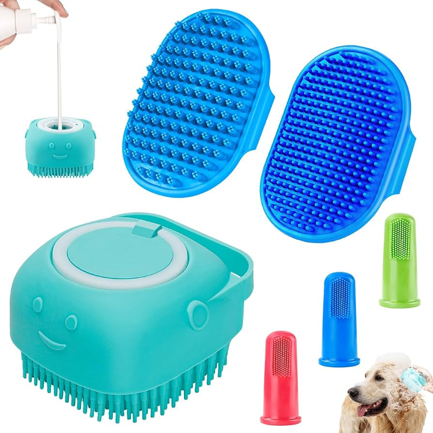 Comotech 6PCS Dog Bath Brush & Dog Toothbrush | Adjustable Handle Shampoo Brush & Scrubber for Sh... | Amazon (US)