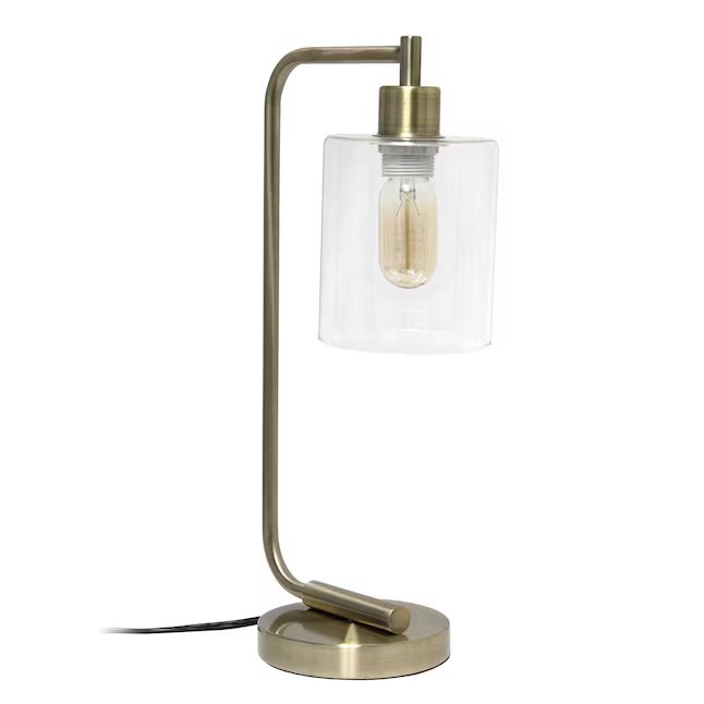 Lalia Home Studio Loft 18.8-in Antique Brass Desk Lamp with Glass Shade | Lowe's