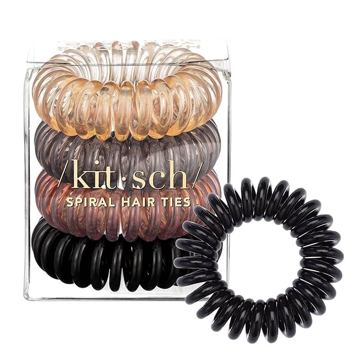 Kitsch Holiday Gift Spiral Hair Ties | Coil Hair Ties | Phone Cord Hair Ties | Hair Coils - 4 Pcs... | Amazon (US)