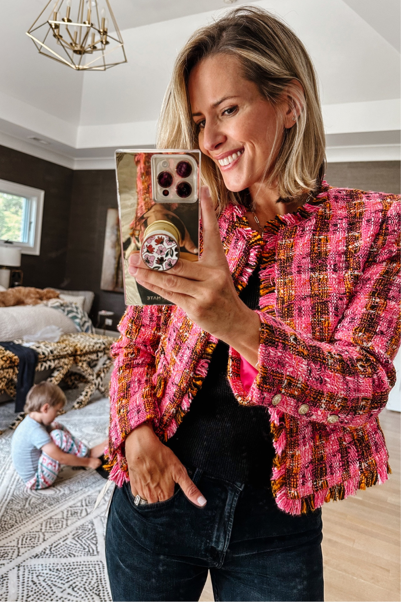 This blazer was on my Wish List and was one of the first pieces I ordered. I LOVE it. It’s a fun spin on a classic. I would size up if you’re in between – I’m wearing size 2.

#LTKSeasonal #LTKStyleTip