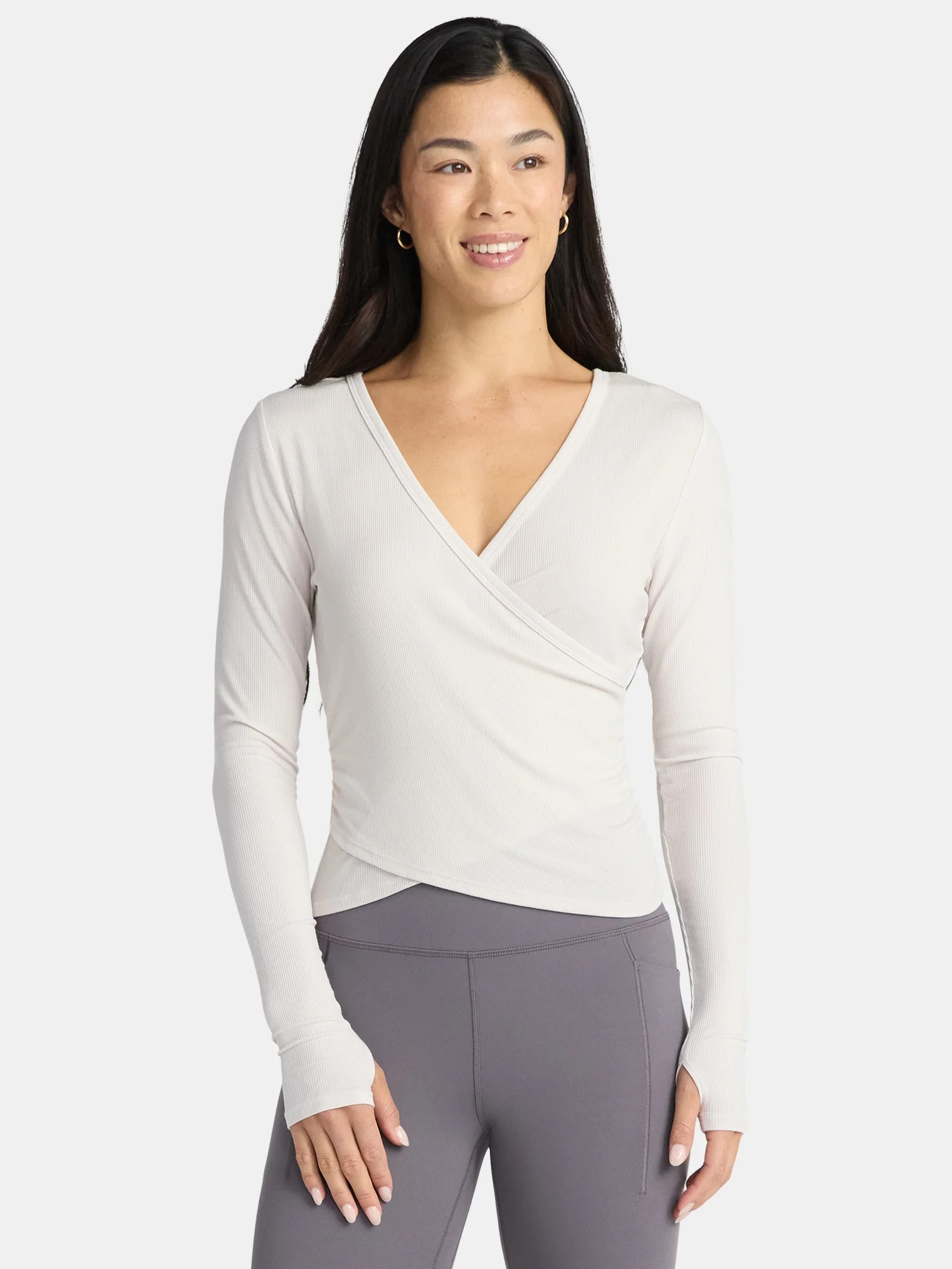 Avia Women's Reversible Wrap Top with Long Sleeves, Sizes XS-XXXL | Walmart (US)
