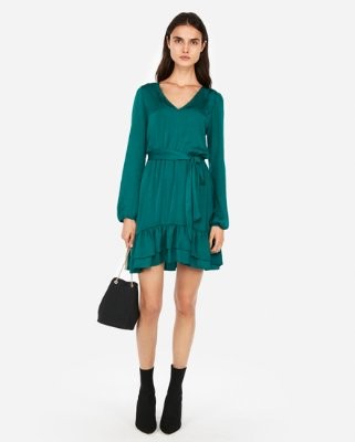 Ruffle Hem Elastic Waist Dress | Express