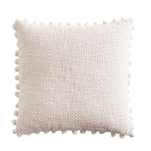 Chunky Textured Blush Pillow with Poms | Pier 1 Imports