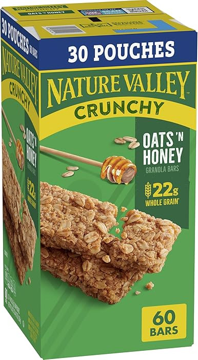 Nature Valley Crunchy Oats 'n Honey Granola Bars, 60 Bars, 44.7 OZ (30 Pouches) | Amazon (US)