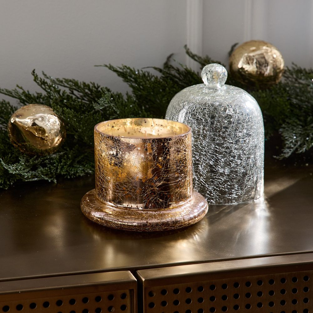 Bronze Shimmer Metallic Cloche Candles - Frozen Pine &amp; Cedarwood | West Elm (US)