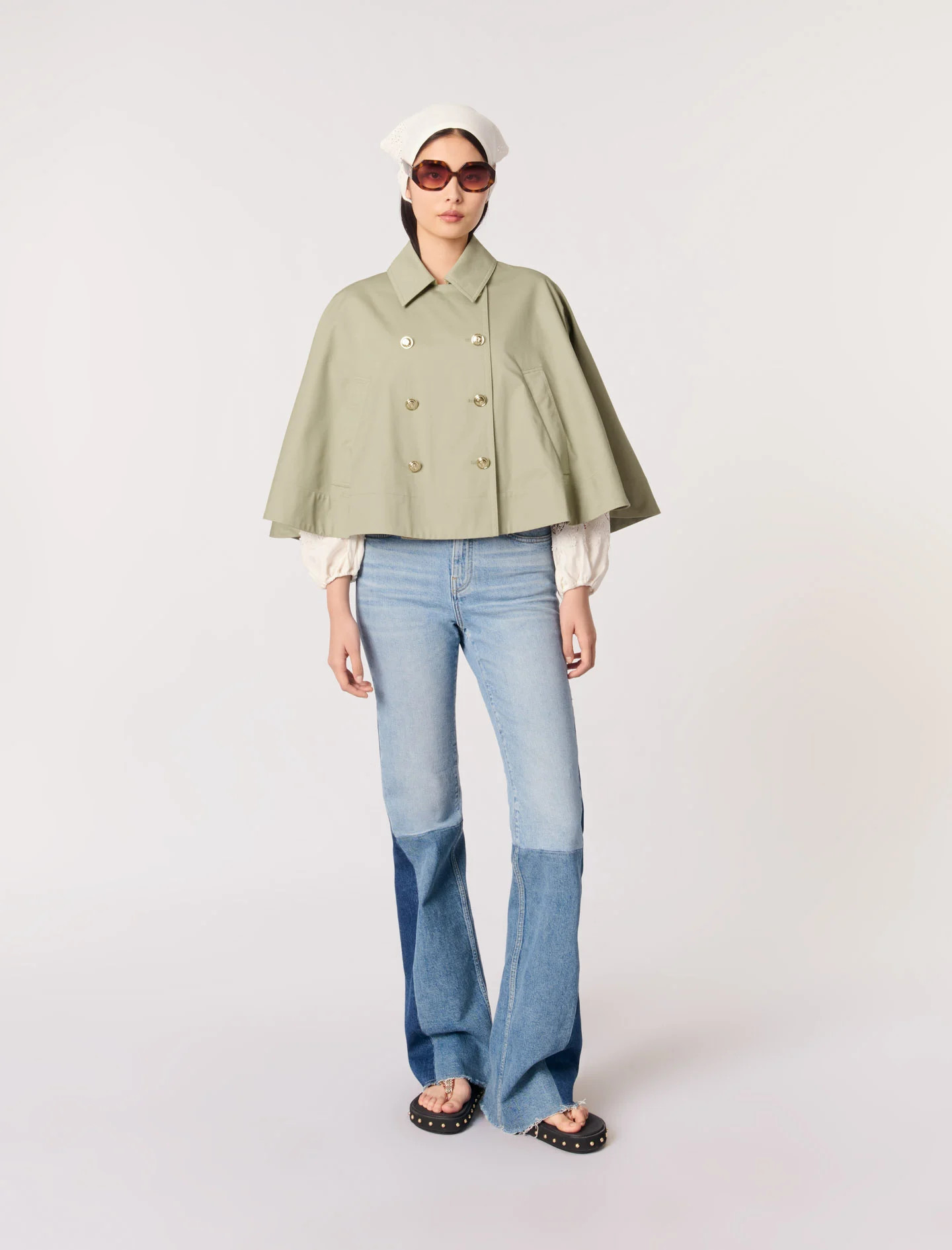 Short cape-effect trench coat Brown for Women | Maje | Maje US