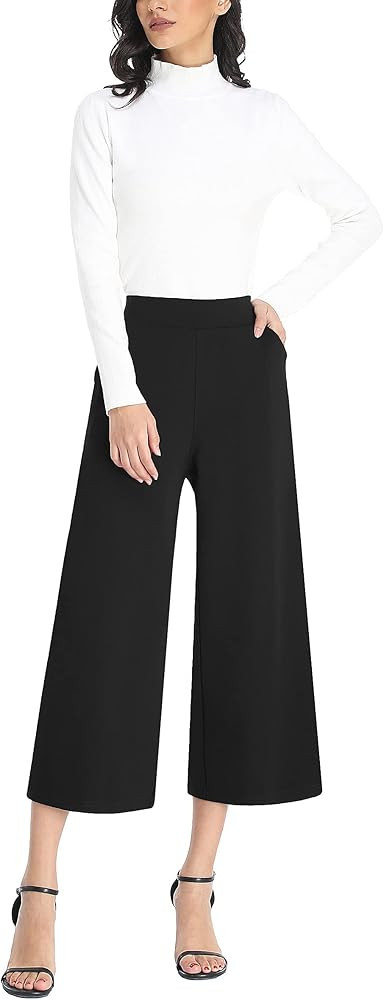 MISS MOLY Wide Leg Pants for Women Business Casual Crop Palazo Dress Pants Capris | Amazon (US)