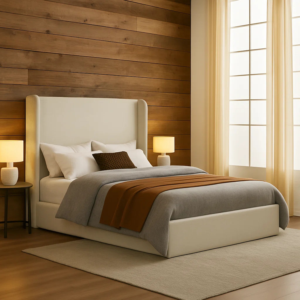 Caron Upholstered Wingback Bed, Boxspring Required | Wayfair North America