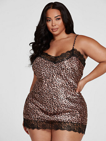 Ivy Leopard Print Satin Nightgown - Fashion To Figure | Fashion to Figure