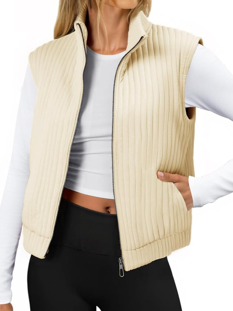 Tankaneo Womens Quilted Vest Sleeveless Zip Up Jackets Outerwear Fall Spring Trendy Lightweight C... | Amazon (US)