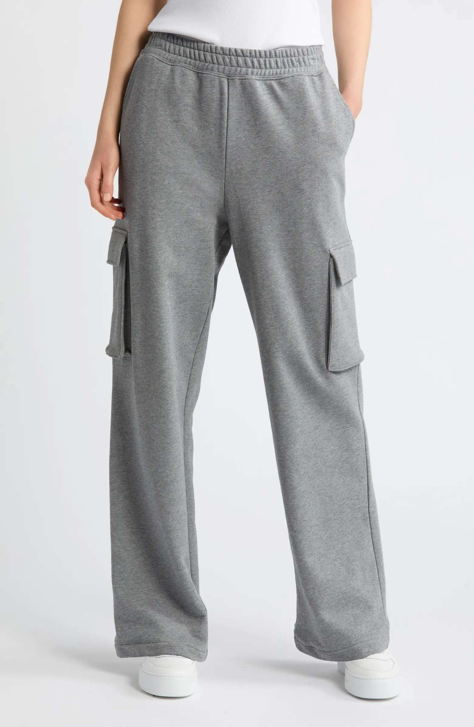 Nordstrom Luxe Organic Cotton French Terry Wide Leg Cargo Sweatpants | Nordstrom | Nordstrom