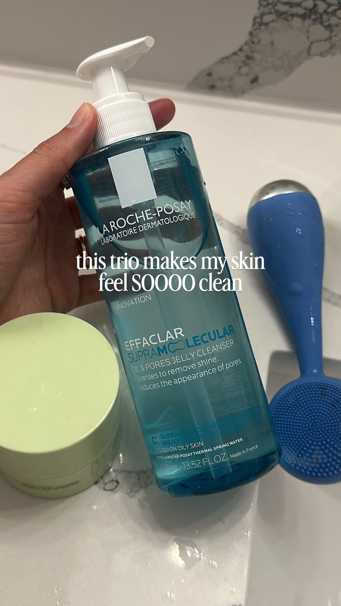 La Roche Posay Effaclar Supramolecular Oil Absorbing & Pores Correcting Acne Face Wash Jelly Cleanser used with the @pmdbeauty cleansing device and I used the Reale actives cleansing balm as the first step to get makeup off.

#LTKgrwm #LTKselfcare #LTKBeauty