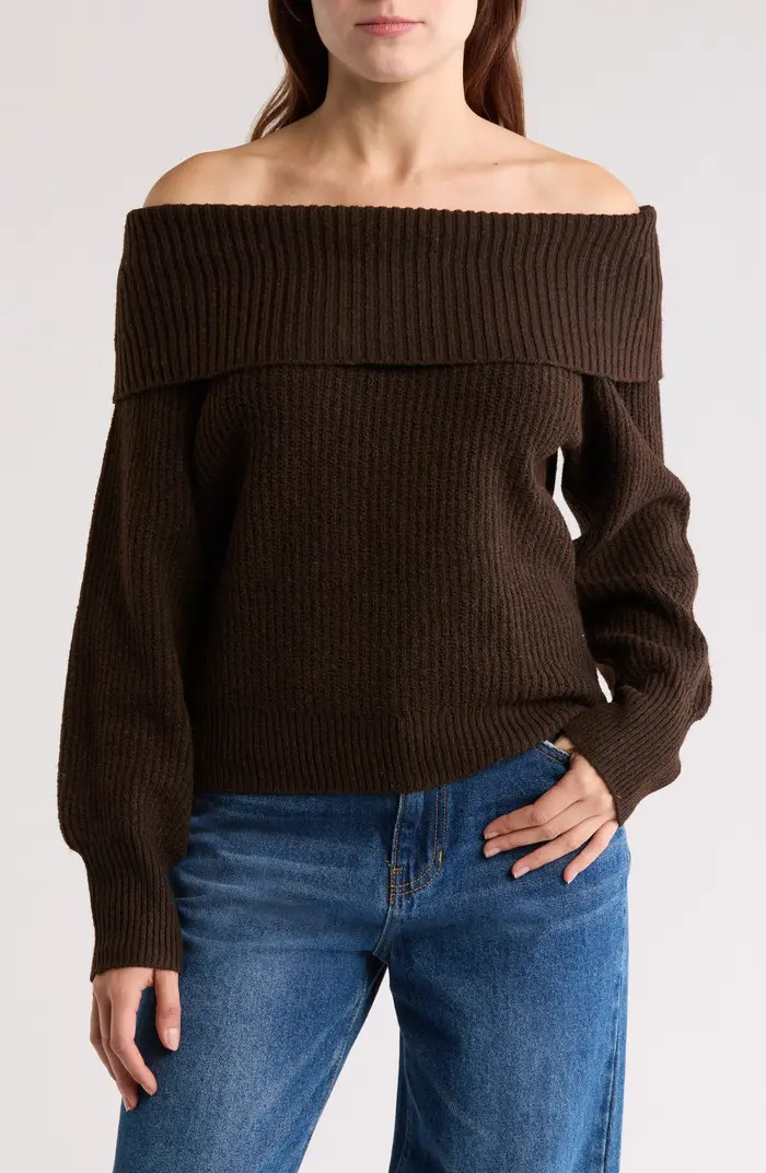 Foldover Off the Shoulder Sweater | Nordstrom Rack