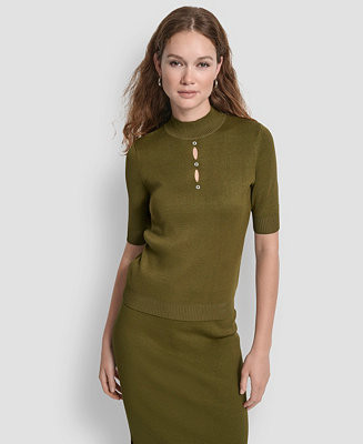 Women's Grommet Mock Neck Sweater | Macy's