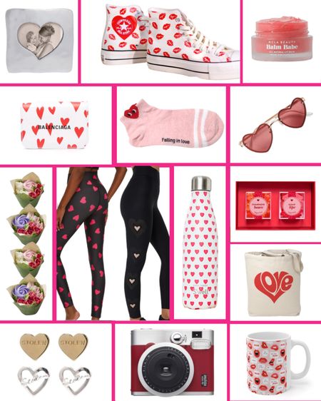 Valentines / Galentines Day gifts 🎁 Heart picture frames, Converse high tops with hearts, lip scrub, Balenciaga mini heart bag, ankle socks with hearts, heart sunglasses, flower bouquet cupcakes, heart detailed workout leggings, heart Swell bottle, Sugarfina Valentines candy, love tote bag, heart earrings, Fujifilm mini camera, girl power mug.

#LTKbeauty #LTKGiftGuide #LTKstyletip