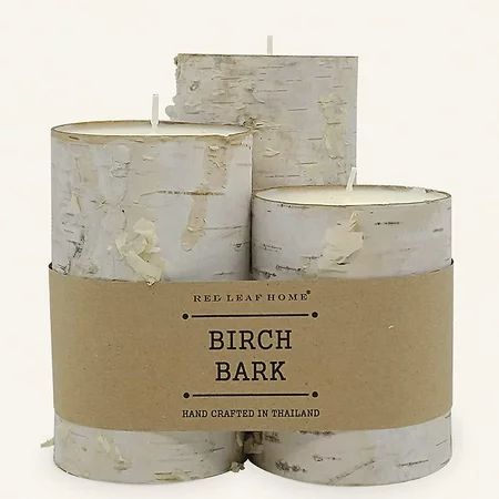 Red Leaf Home Natural Birch Pillar Candle Set With Real Bark - 3x4 3x5 3x6 inches | Walmart (US)