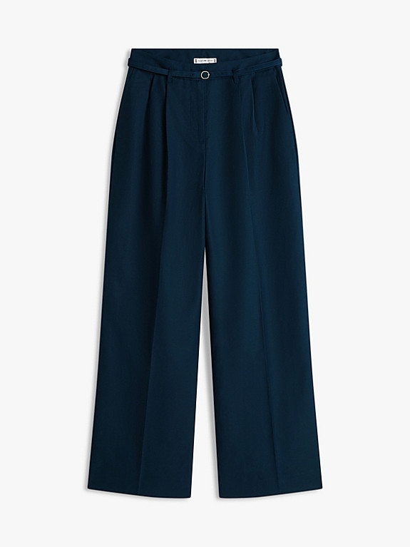 Leinenmix-Hose mit weitem Bein und Gürtel | Tommy Hilfiger (DE)