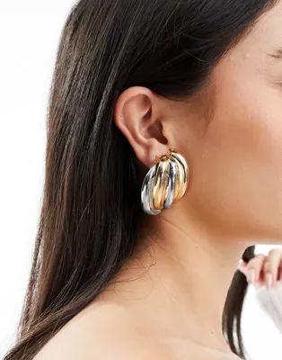 ASOS DESIGN stud earrings with vintage look mixed metal design | ASOS (Global)