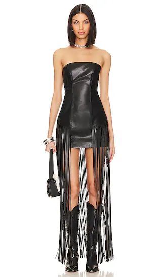 Dutton Faux Leather Dress in Black | Revolve Clothing (Global)