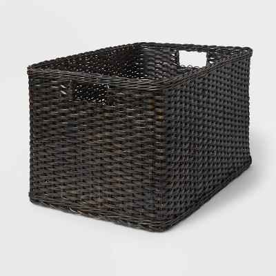 XL Washed Woven Rattan Crate Black - Brightroom™: Decorative Storage Basket, Rectangle, Air Dry... | Target