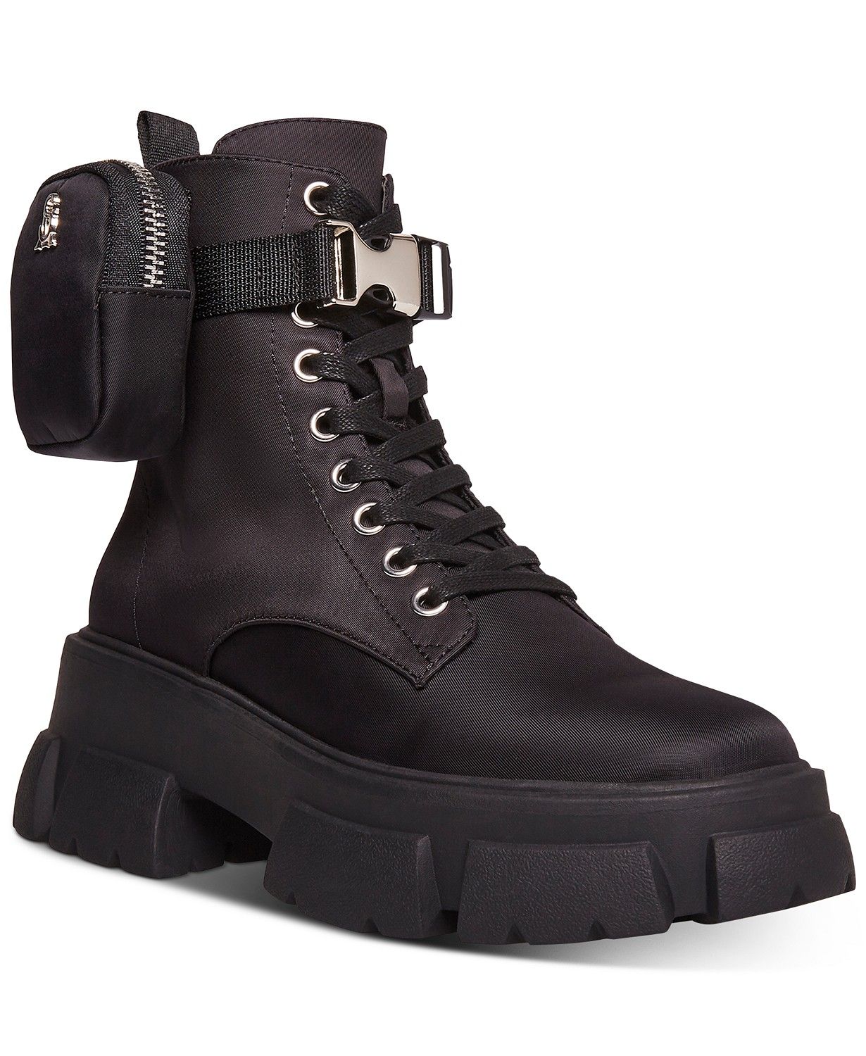 Steve Madden Women's Tanker-P Mega-Lug Lace-Up Combat Booties & Reviews - Booties - Shoes - Macy'... | Macys (US)