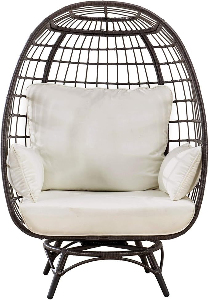 Sunjoy Laura Swivel Egg Cuddle Chair, Brown | Amazon (US)