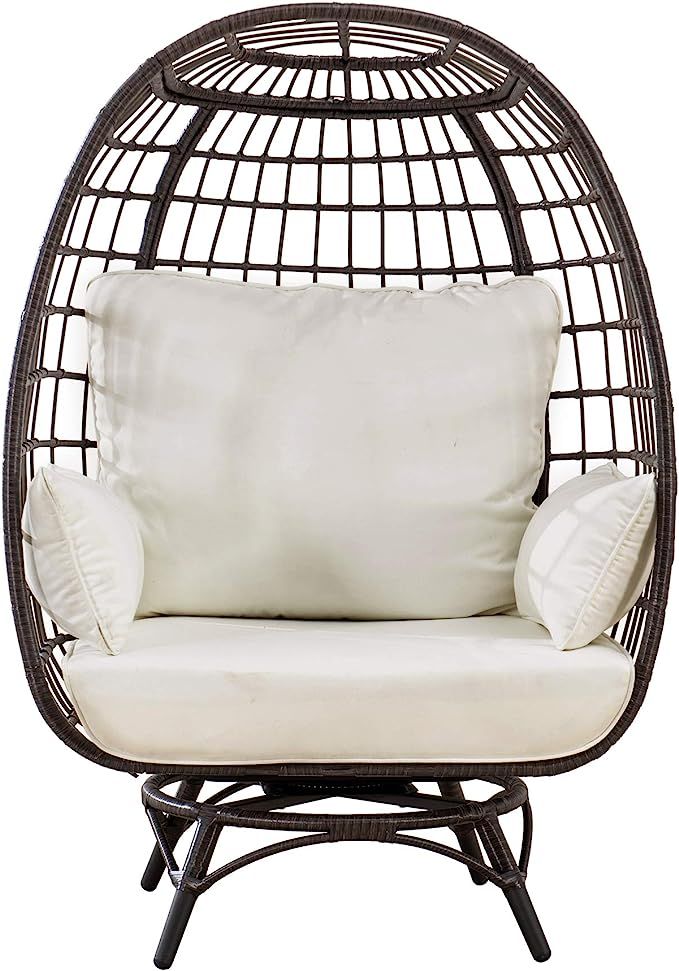 Sunjoy Laura Swivel Egg Cuddle Chair, Brown | Amazon (US)