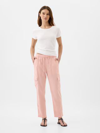 Mid Rise Easy Linen-Blend Cargo Pants | Gap Factory