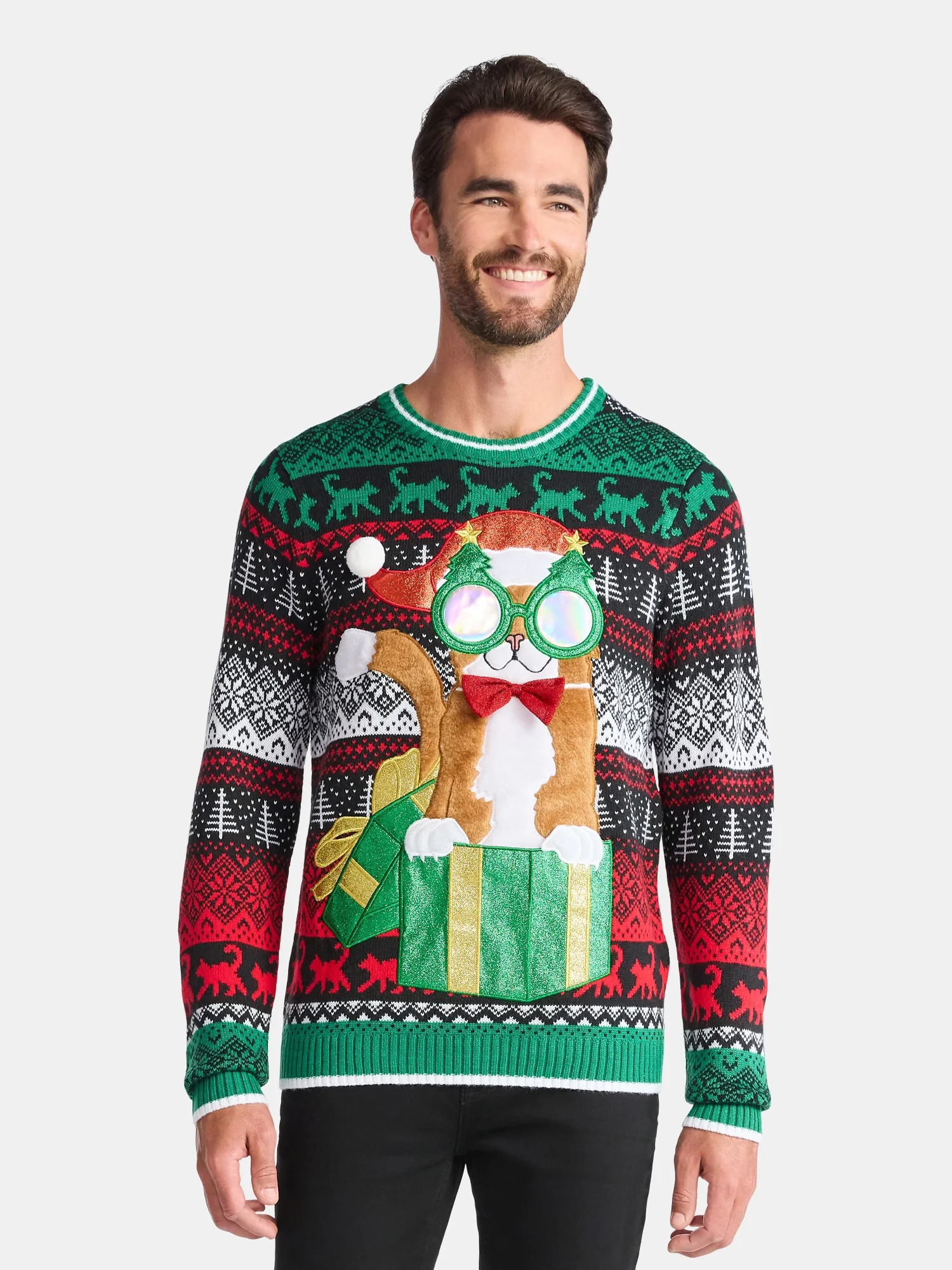 Men's Christmas Sweater Ugly Christmas Sweater with Drink Pocket from Holiday Time, Sizes XS-3XL | Walmart (US)